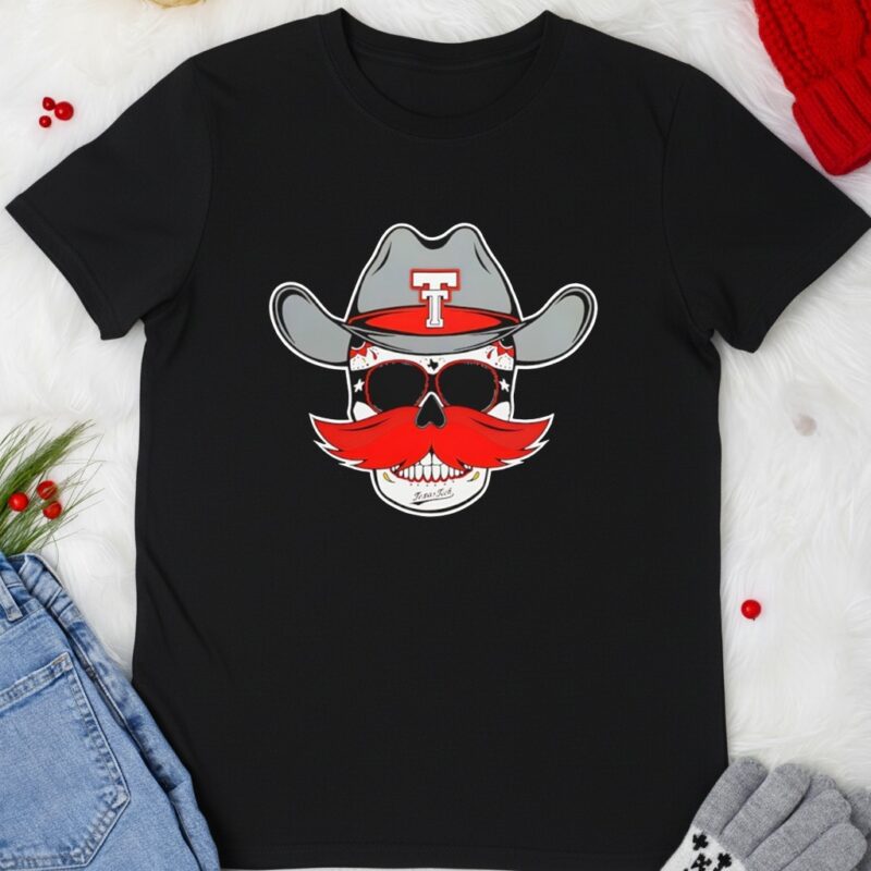 Texas Tech Dark Horse Western Skully Head_T-shirt