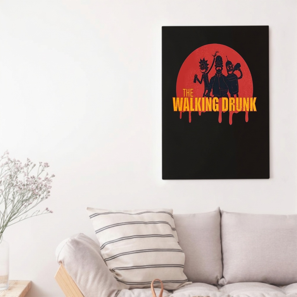 The walking drunk cartoon character silhouette shirt