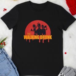 The walking drunk cartoon character silhouette shirt