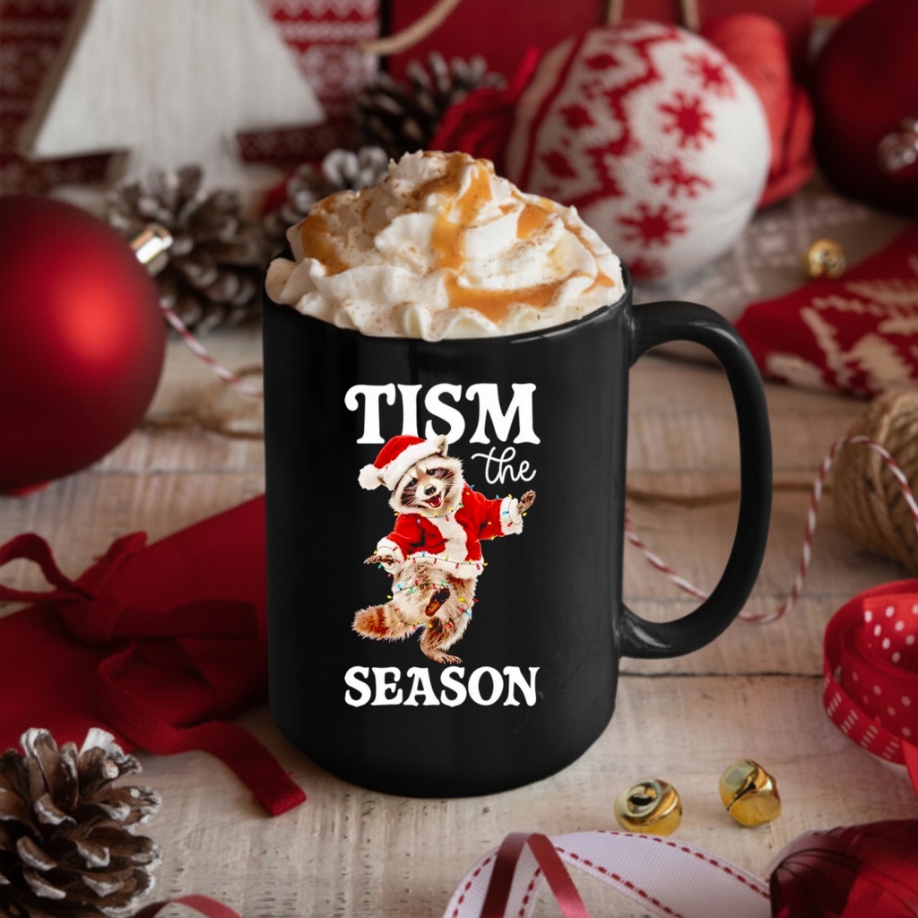 Tism The Season Raccoon Christmas Autism Awareness Shirt