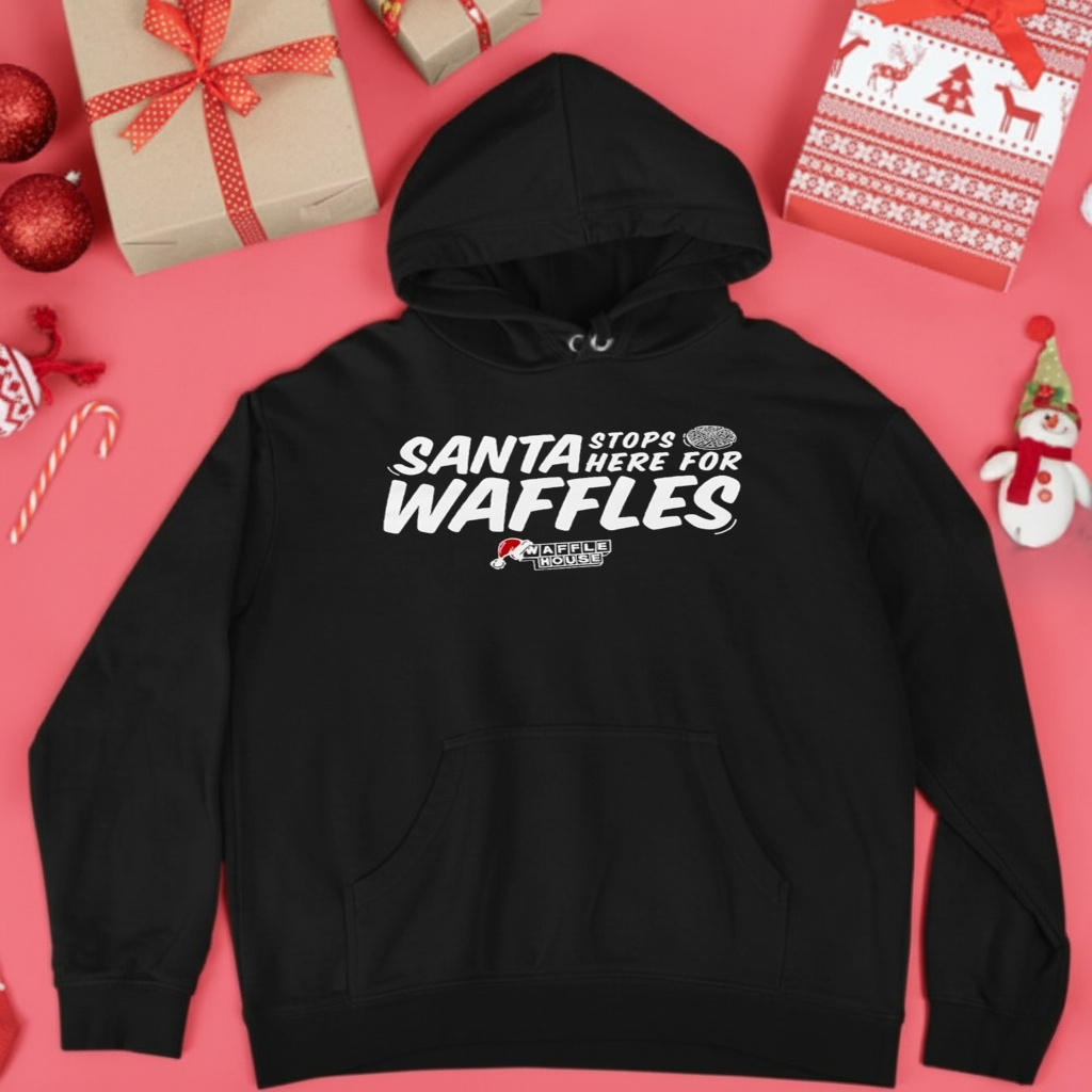 Waffle House Santa Stop Here For Waffles Christmas T-shirts
