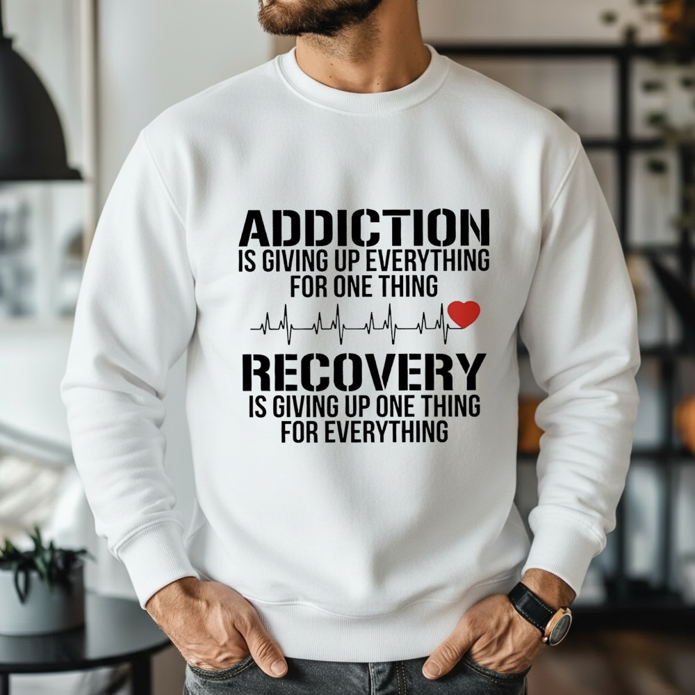 Addiction Is Giving Up Everything For One Thing Recovery Graphic Shirt