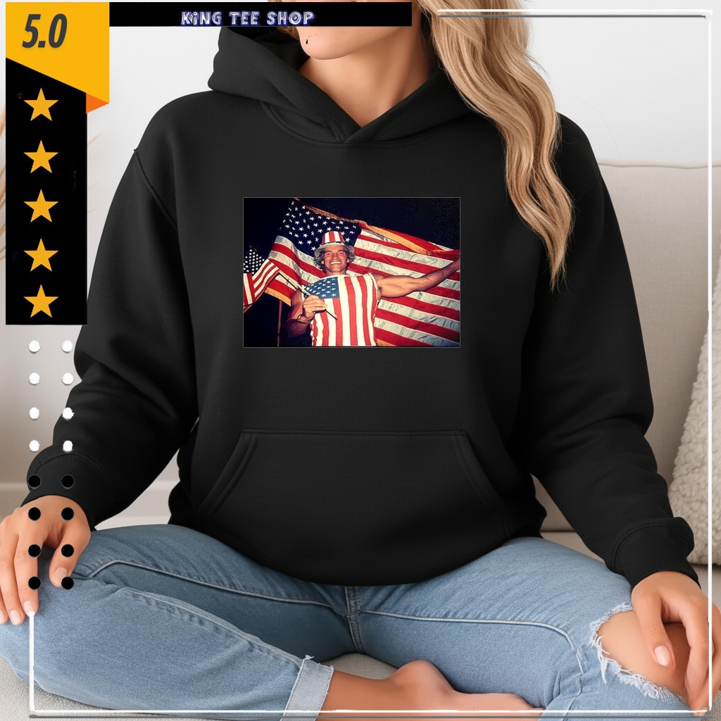 Arnold Schwarzenegger US Citizenship 1983 American flag retro shirt