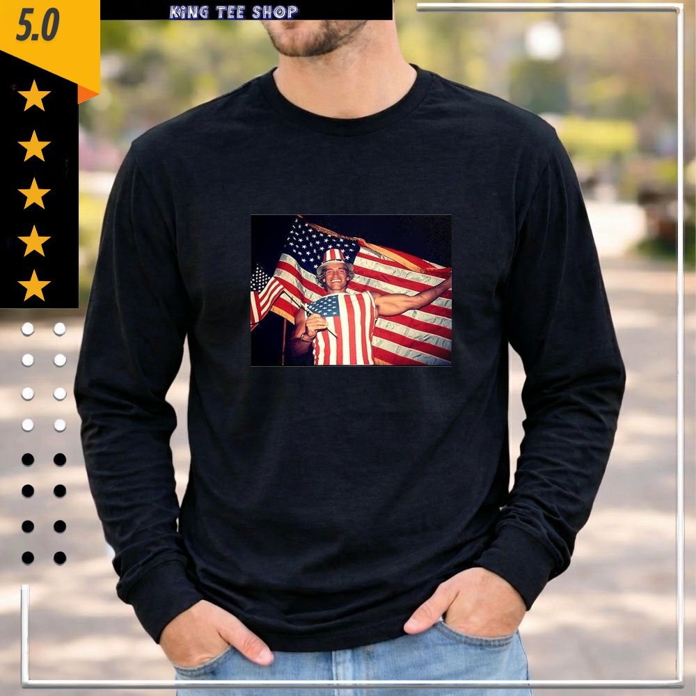 Arnold Schwarzenegger US Citizenship 1983 American flag retro shirt