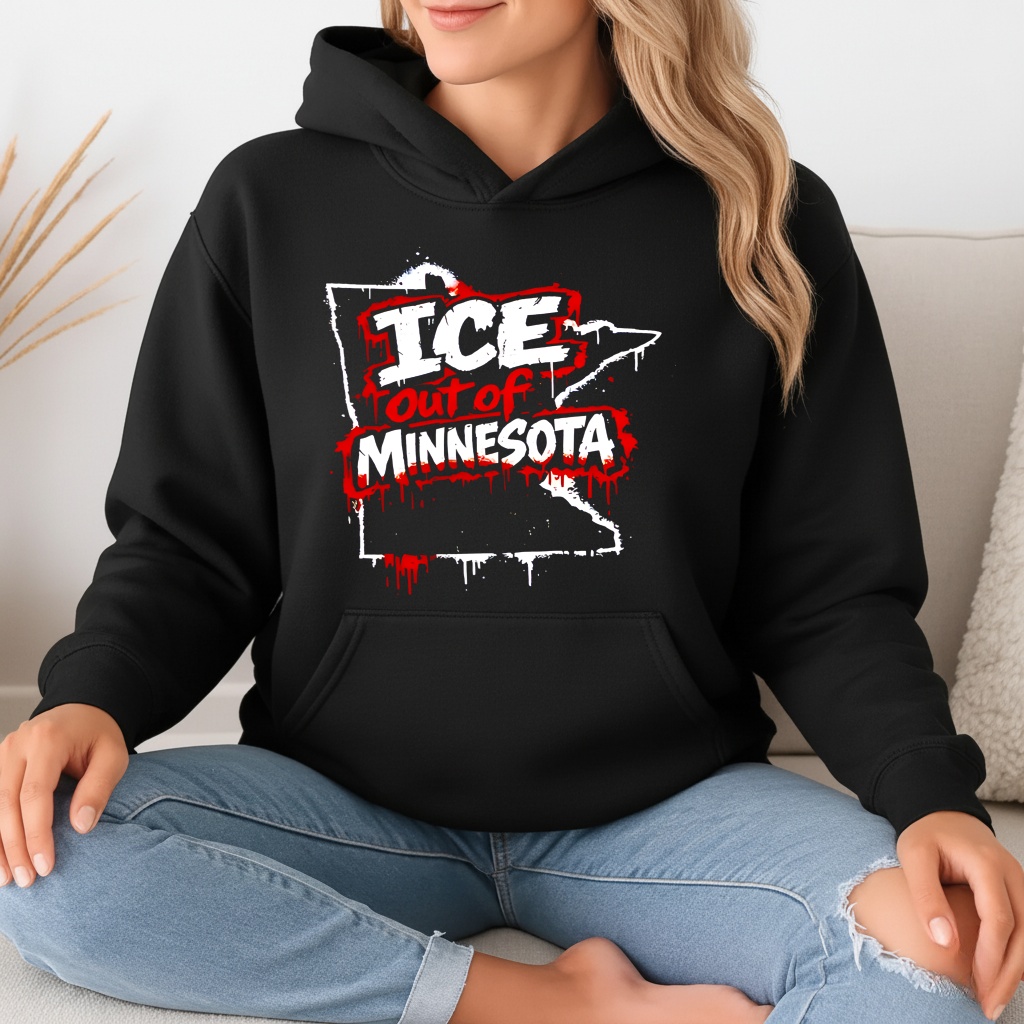 Anti ICE out of Minnesota blood map shirt