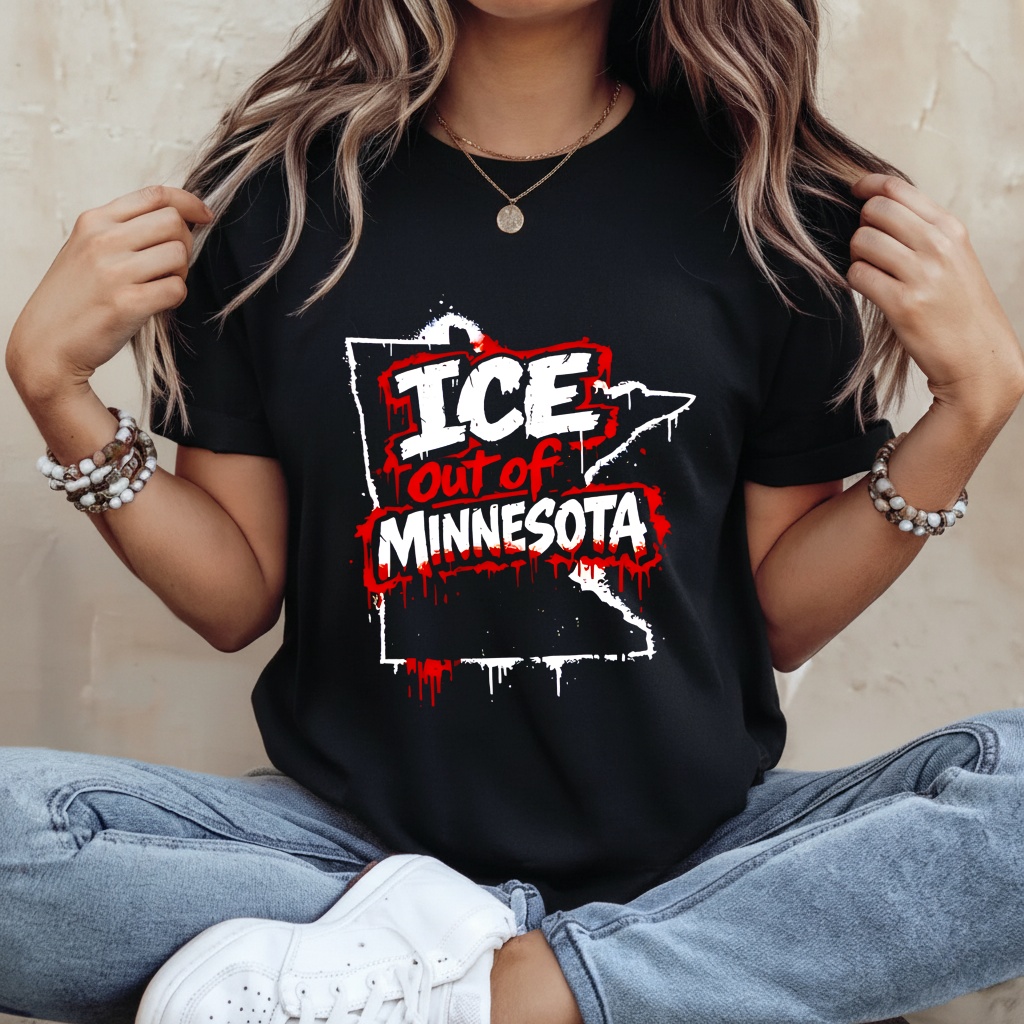 Anti ICE out of Minnesota blood map shirt