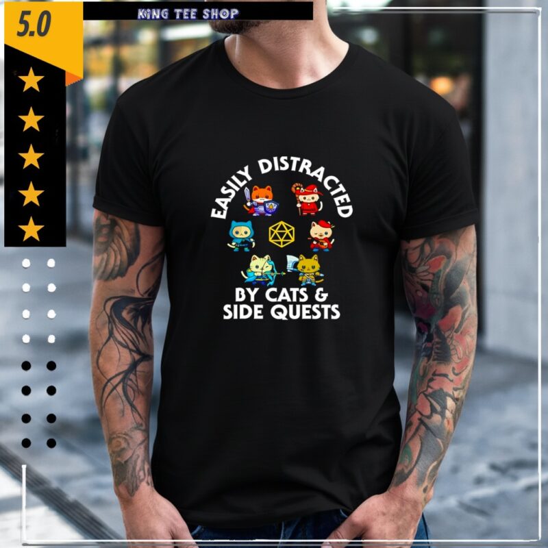 Cats easily distracted by cats and side quests_Classic Men's T-Shirt