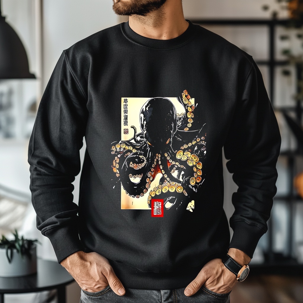 Dark octopus japanese shirt