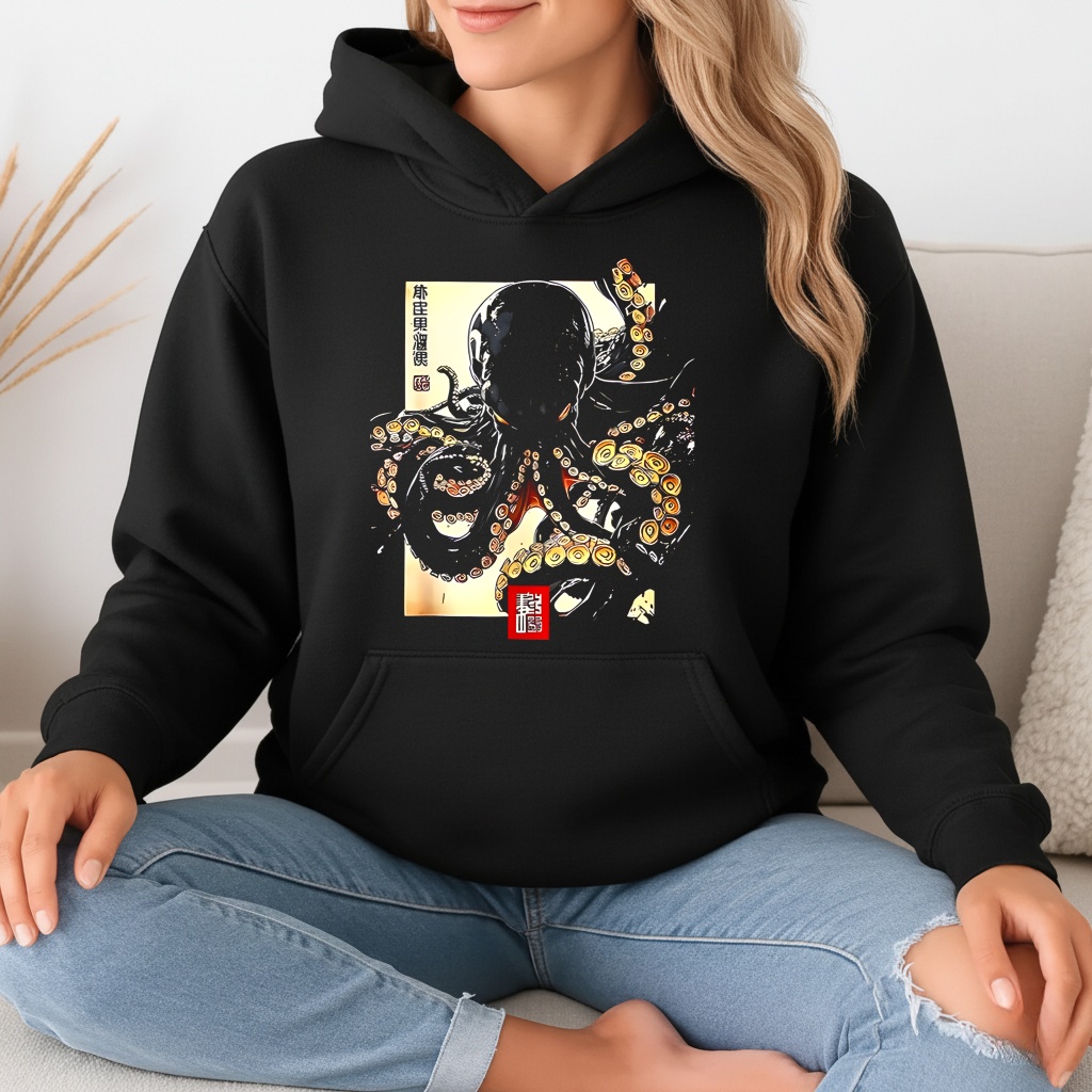 Dark octopus japanese shirt