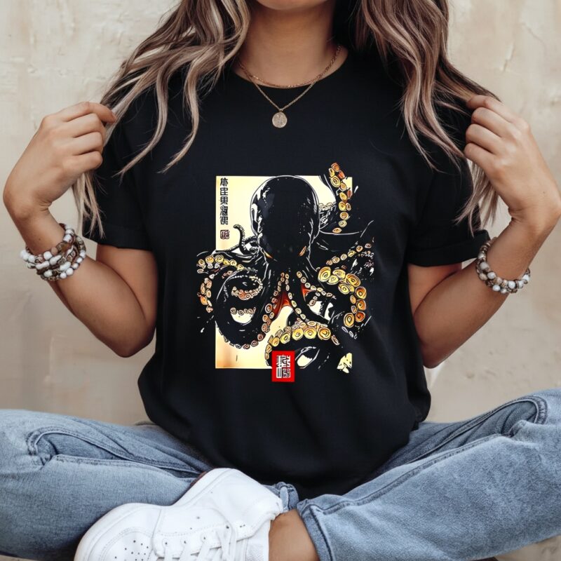 Dark octopus japanese_Ladies T-Shirt