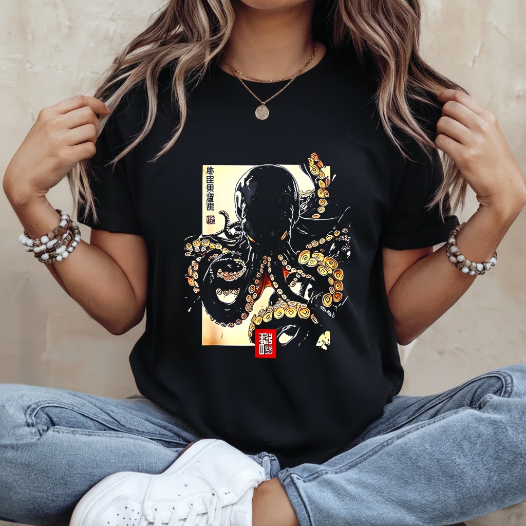 Dark octopus japanese shirt