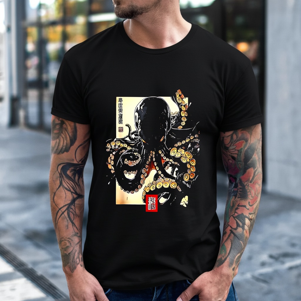 Dark octopus japanese shirt