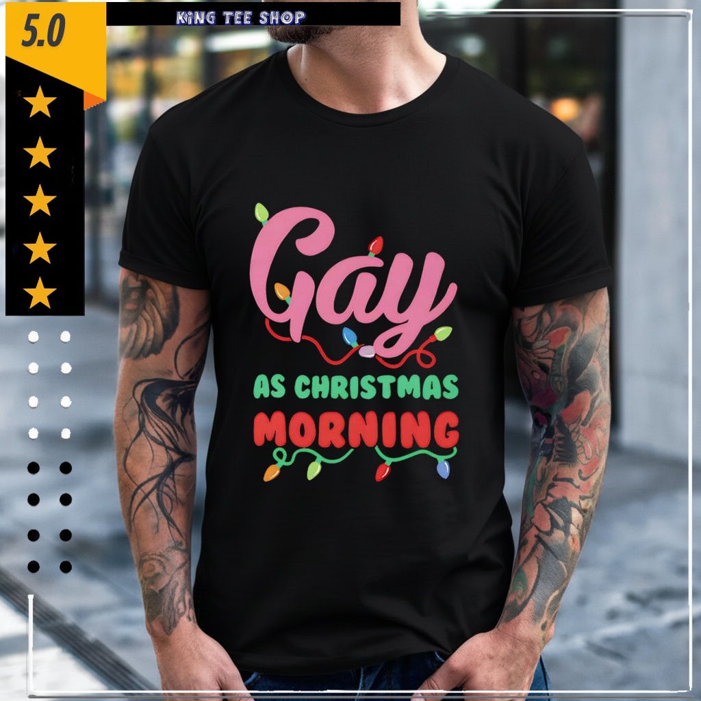 Gay as Christmas morning string lights shirt