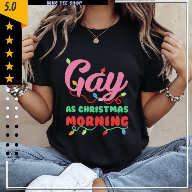 Gay as Christmas morning string lights_Classic Women's T-Shirt