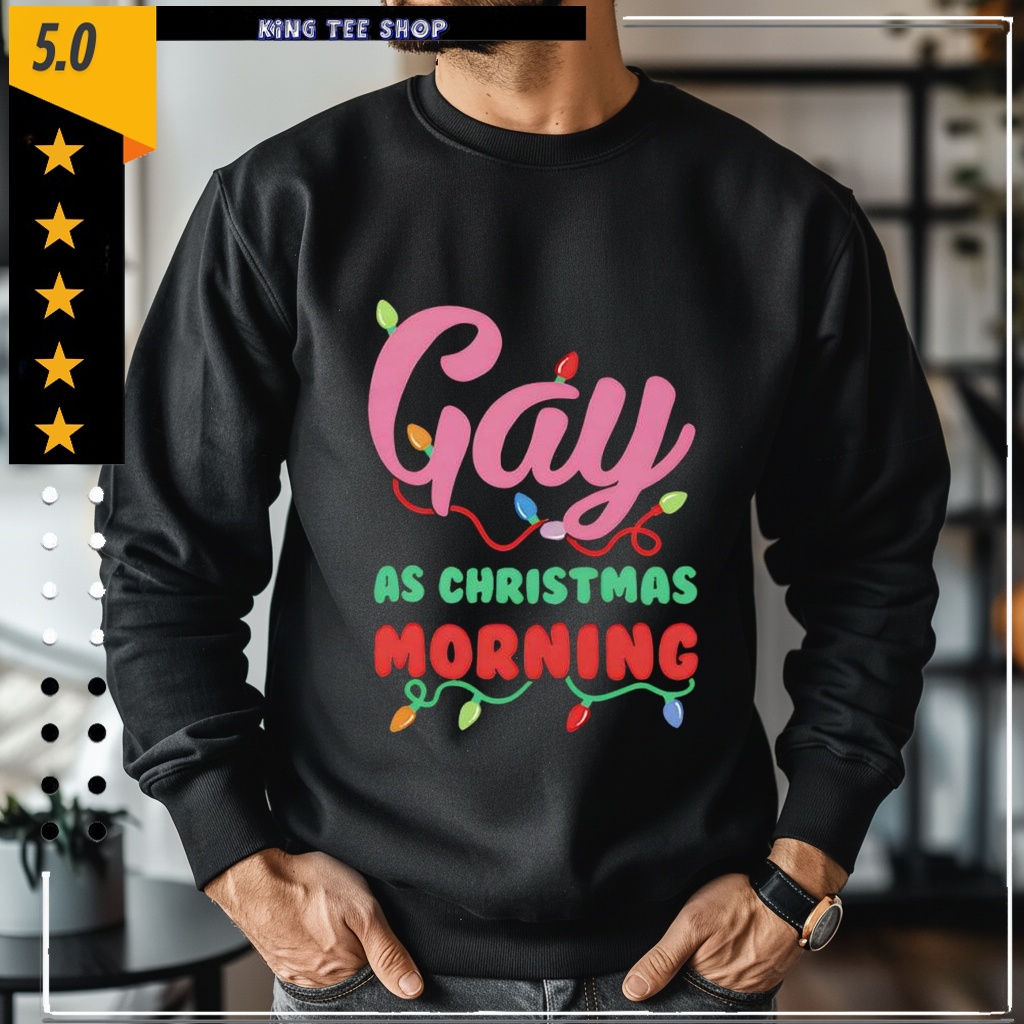 Gay as Christmas morning string lights shirt