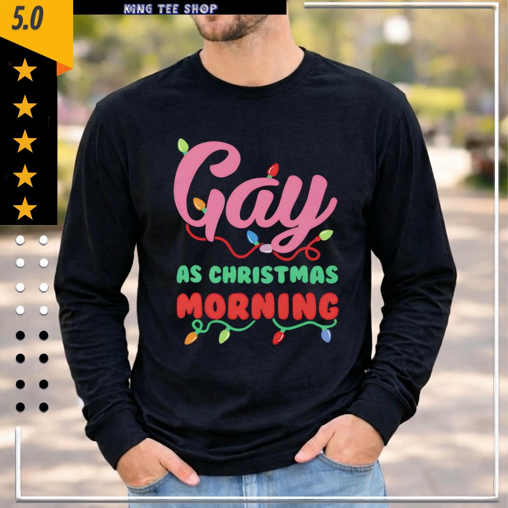 Gay as Christmas morning string lights shirt