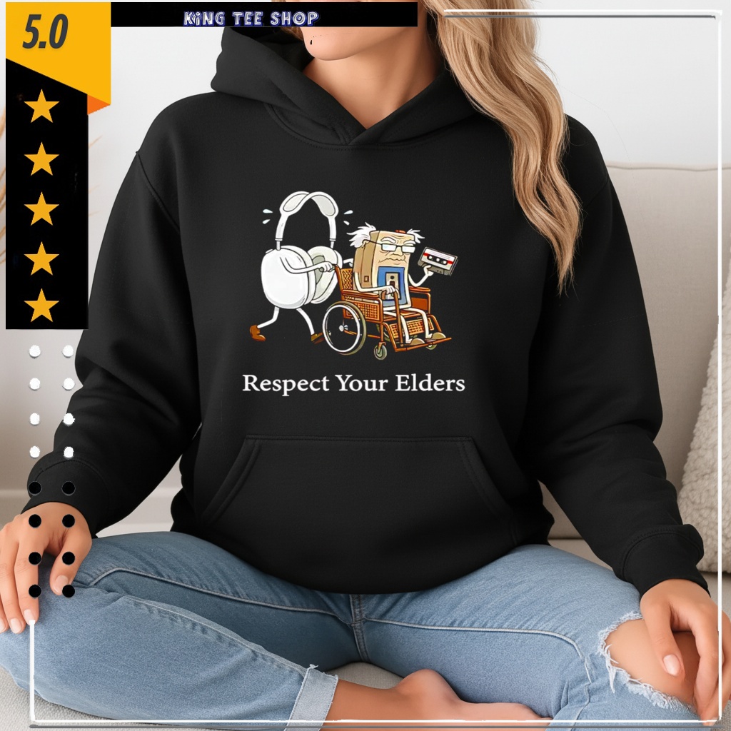 Headphones and Cassette Respect Your Elders Audio Technology Shirt