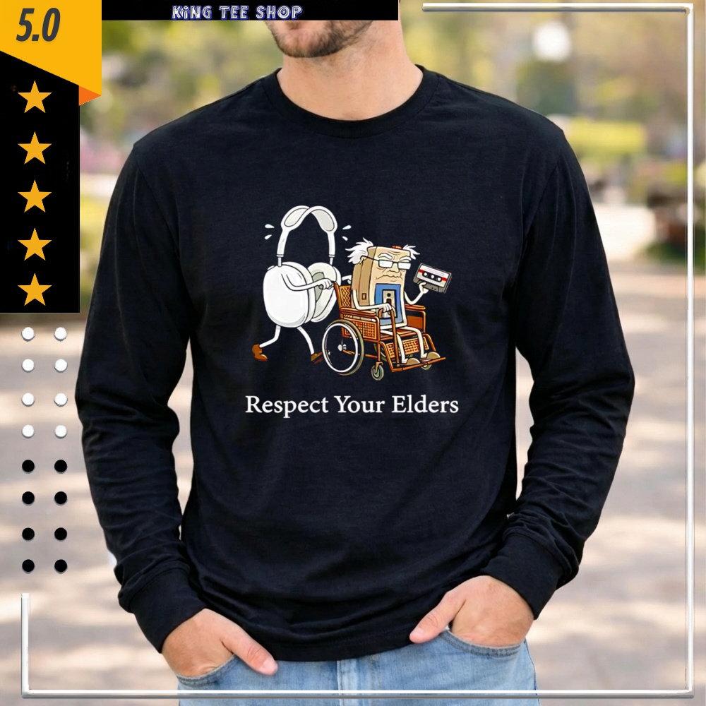 Headphones and Cassette Respect Your Elders Audio Technology Shirt