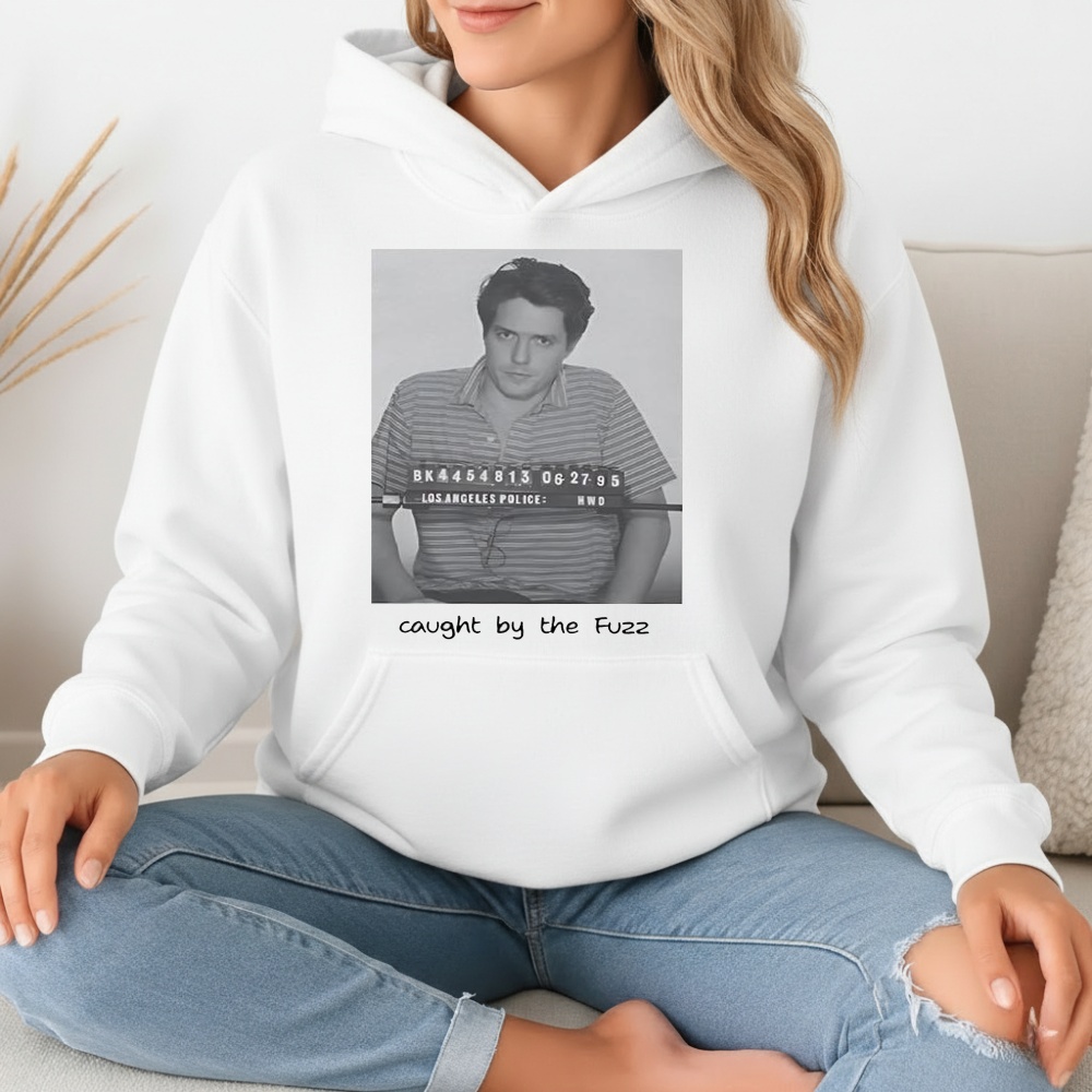 Hugh Grant Mugshot Caught by Fuzz Shirt