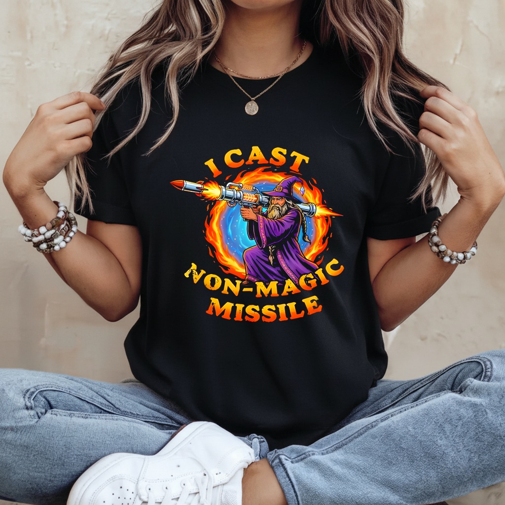 I cast non magic missile wizard funny meme parody shirt