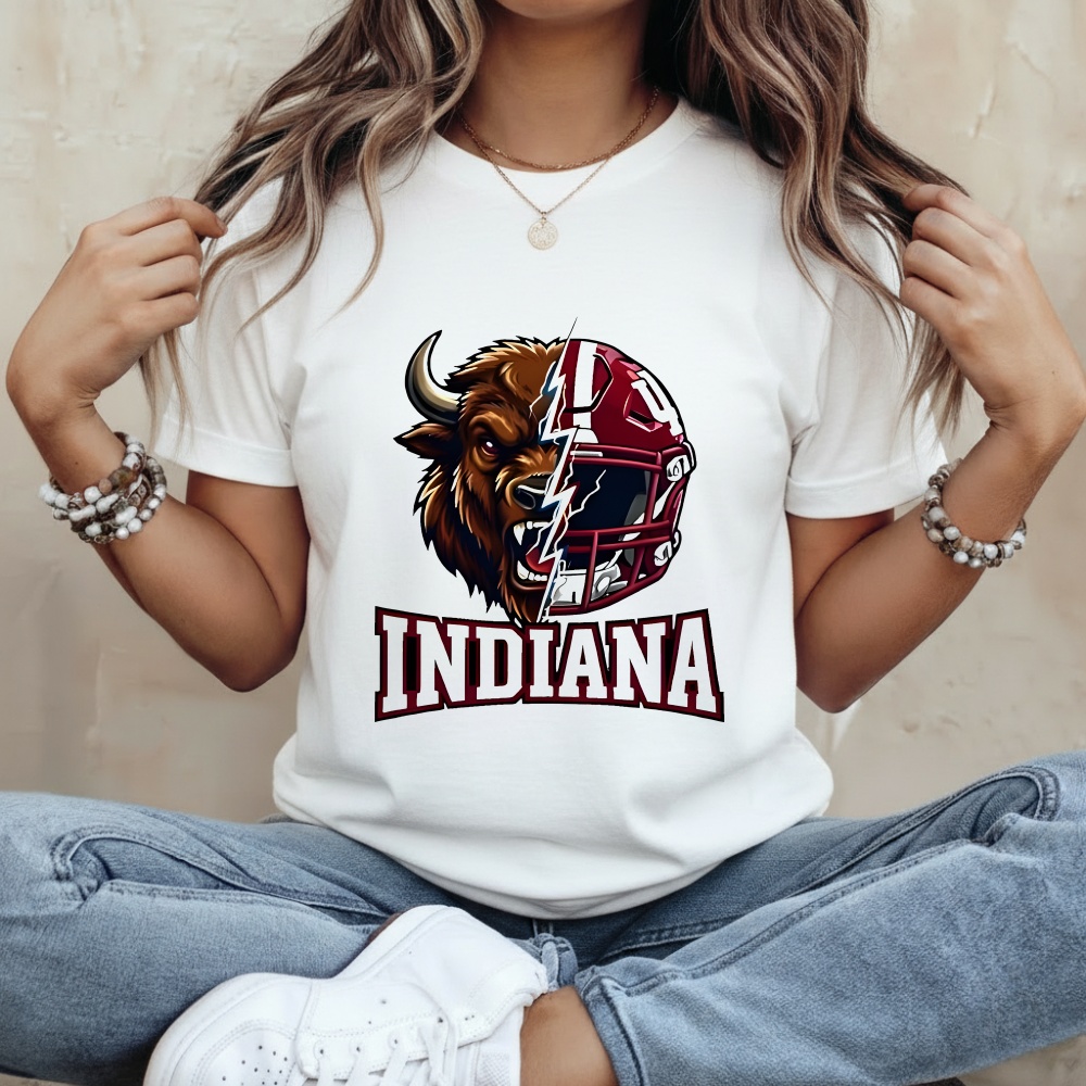 Indiana Hoosier The Bison Mascot And Football Helmet Shirt