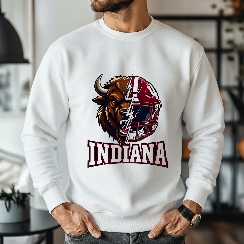 Indiana Hoosier The Bison Mascot And Football Helmet Shirt