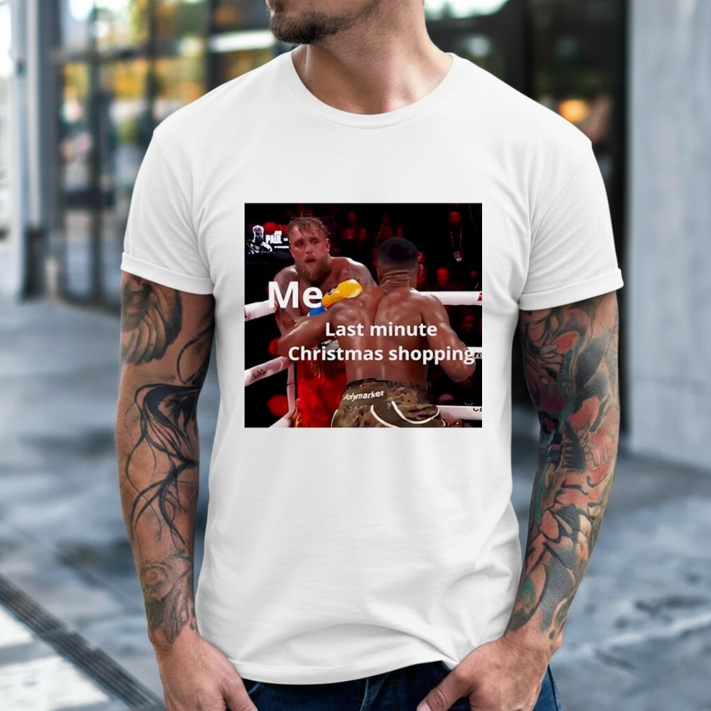 Jake Paul and Anthony Joshua boxing fight last minute Christmas shopping meme shirt
