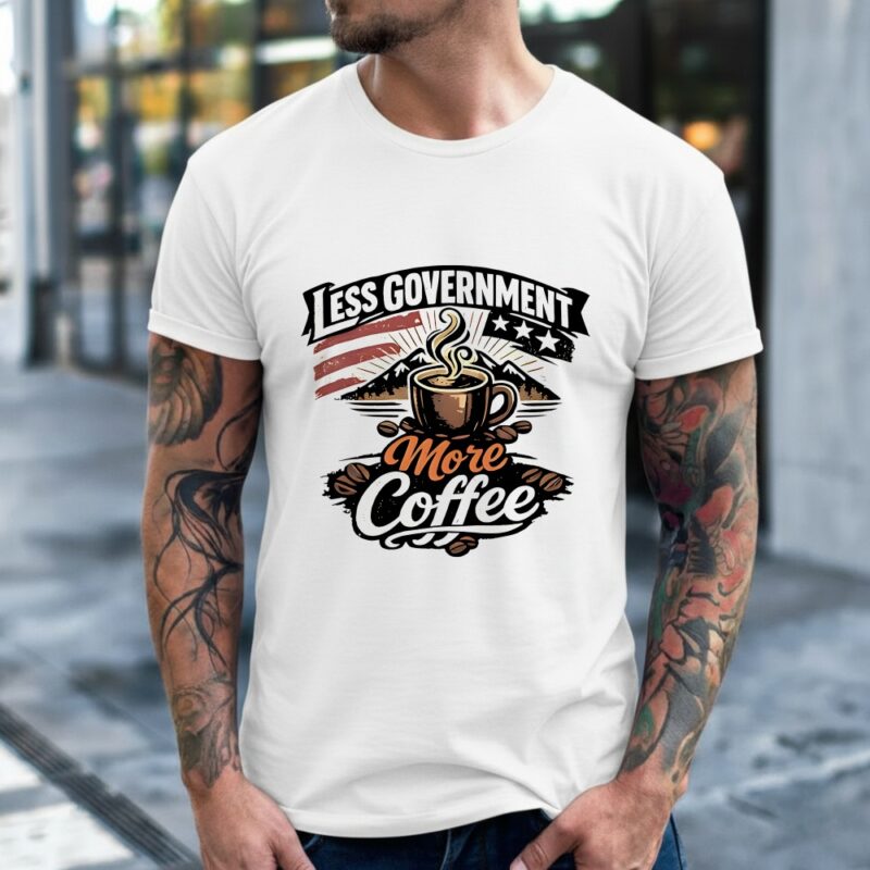 Less Government More Coffee American flag_Classic Men's T-Shirt