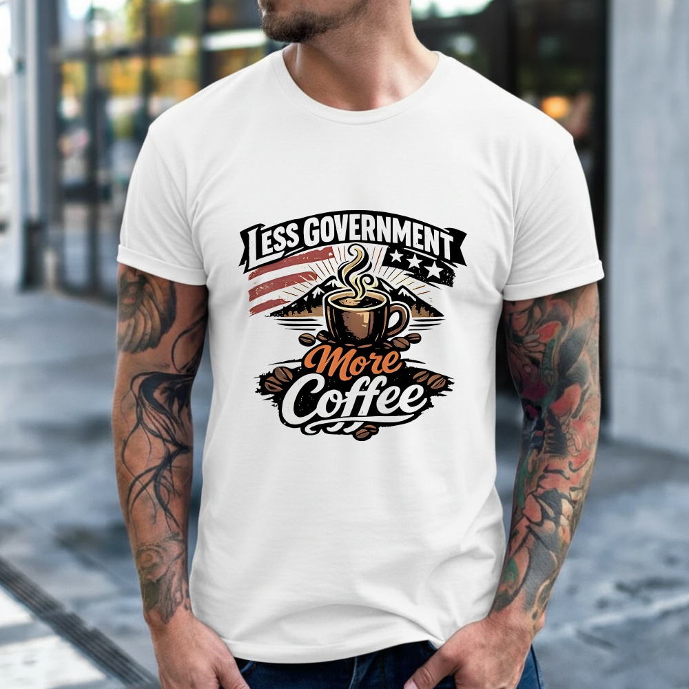 Less Government More Coffee American Flag Shirt
