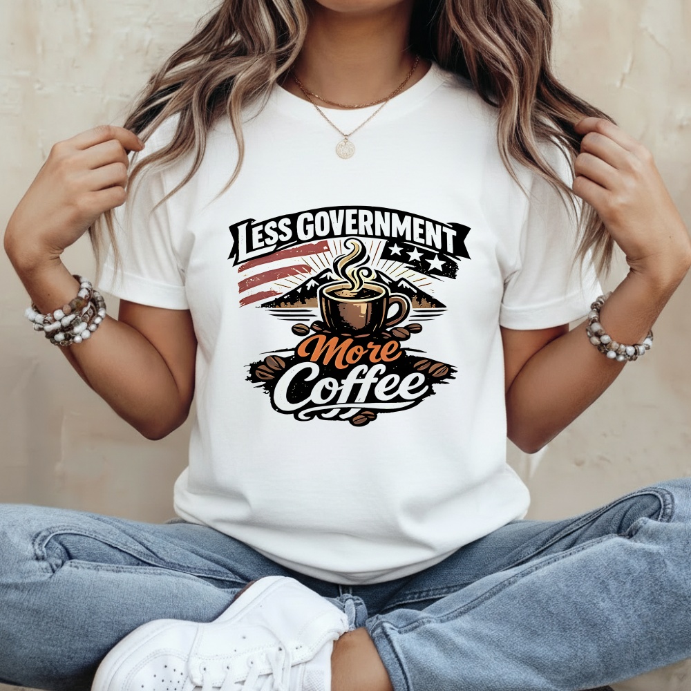 Less Government More Coffee American Flag Shirt