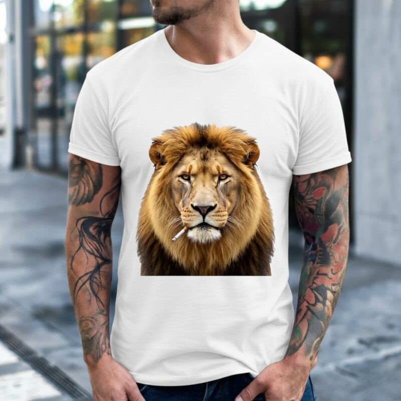 Lion smoking cigarette meme_Classic Men's T-Shirt