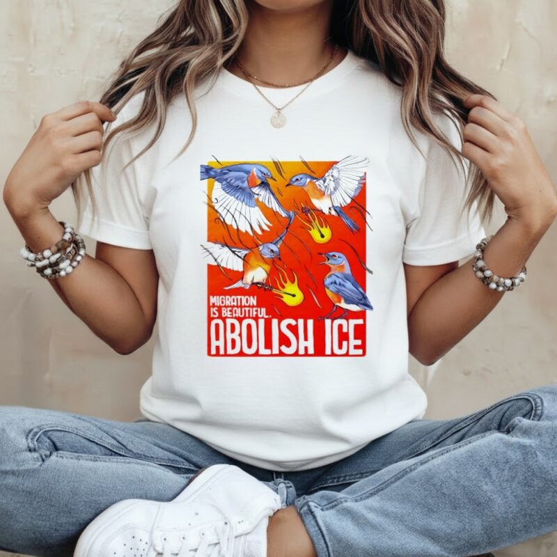 Migration Is Beautiful Abolish ICE Eastern Bluebird_Classic Women's T-Shirt
