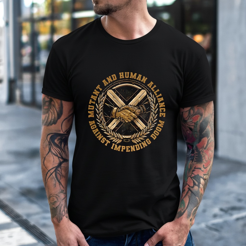 Mutant and Human Alliance Against impending doom logo shirt