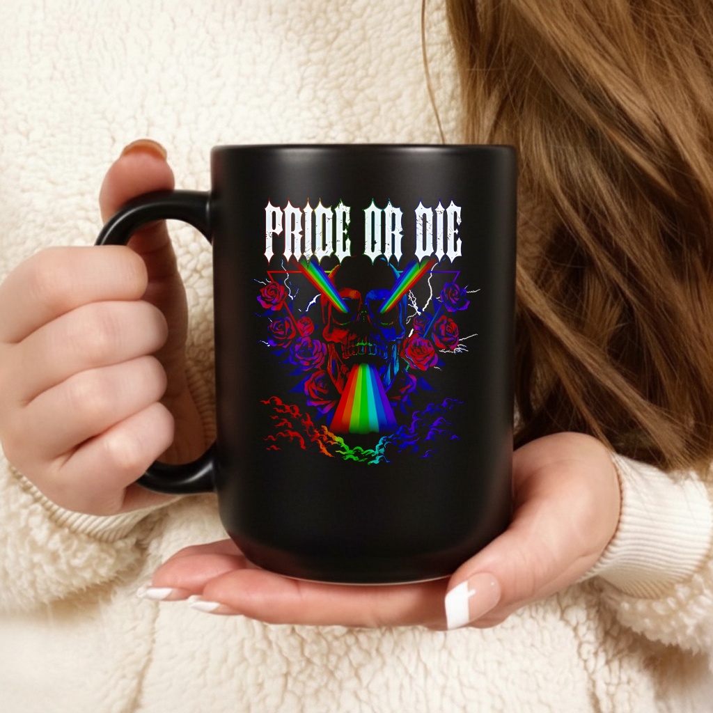 Pride or Die Skull rainbow graphic shirt