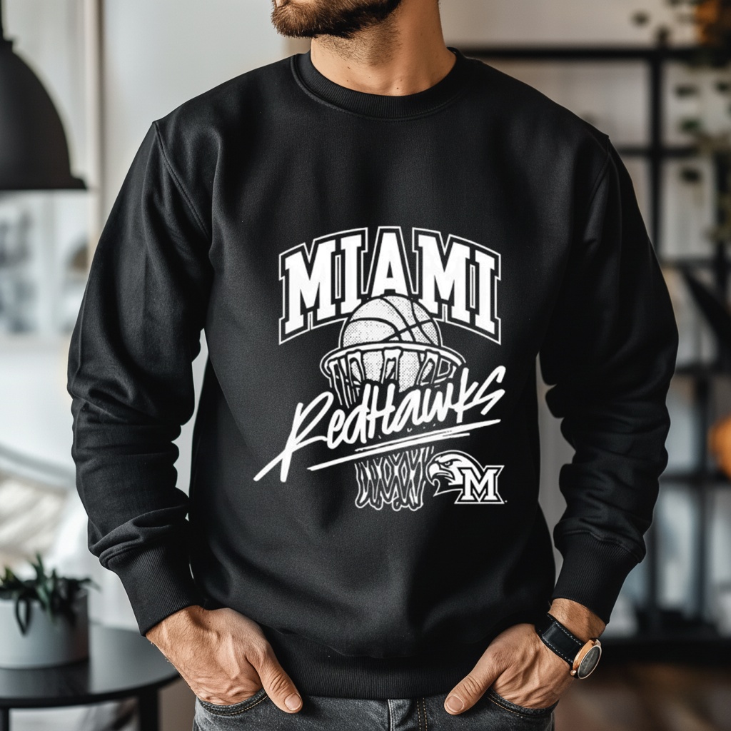 Retro Miami Redhawks Basketball Design Shirt