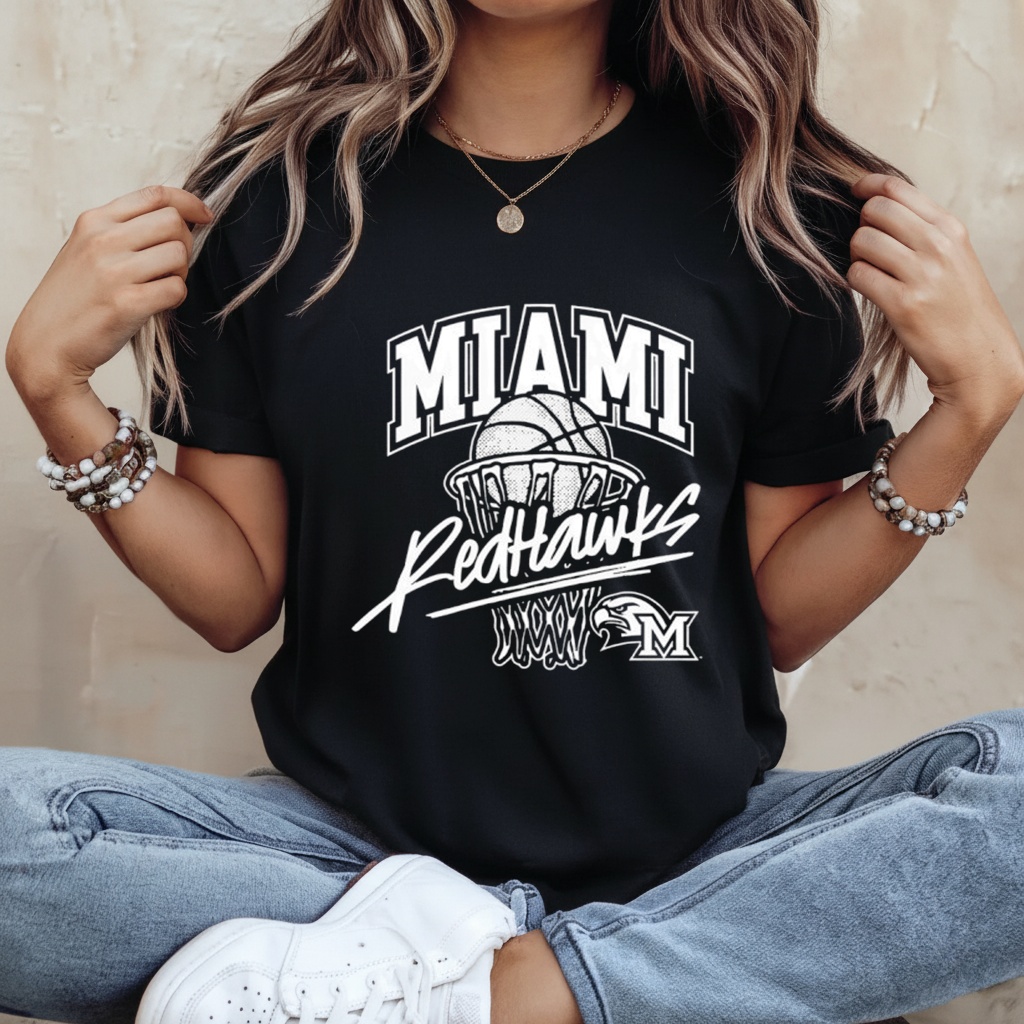 Retro Miami Redhawks Basketball Design Shirt