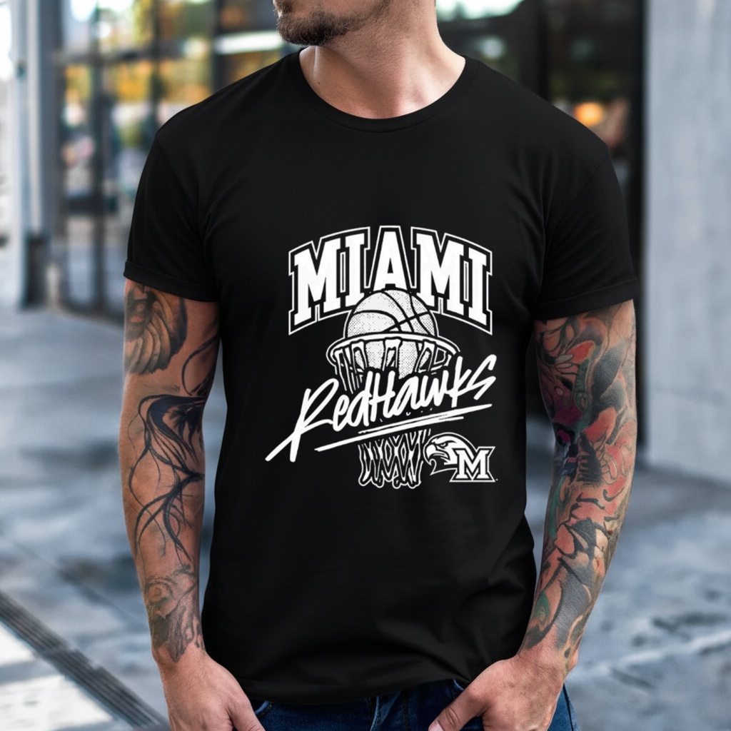 Retro Miami Redhawks Basketball Design Shirt