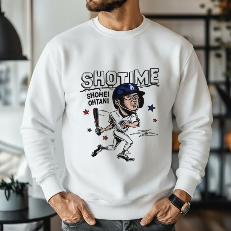 Shohei Ohtani Los Angeles Dodgers baseball caricatures signature_Sweatshirt