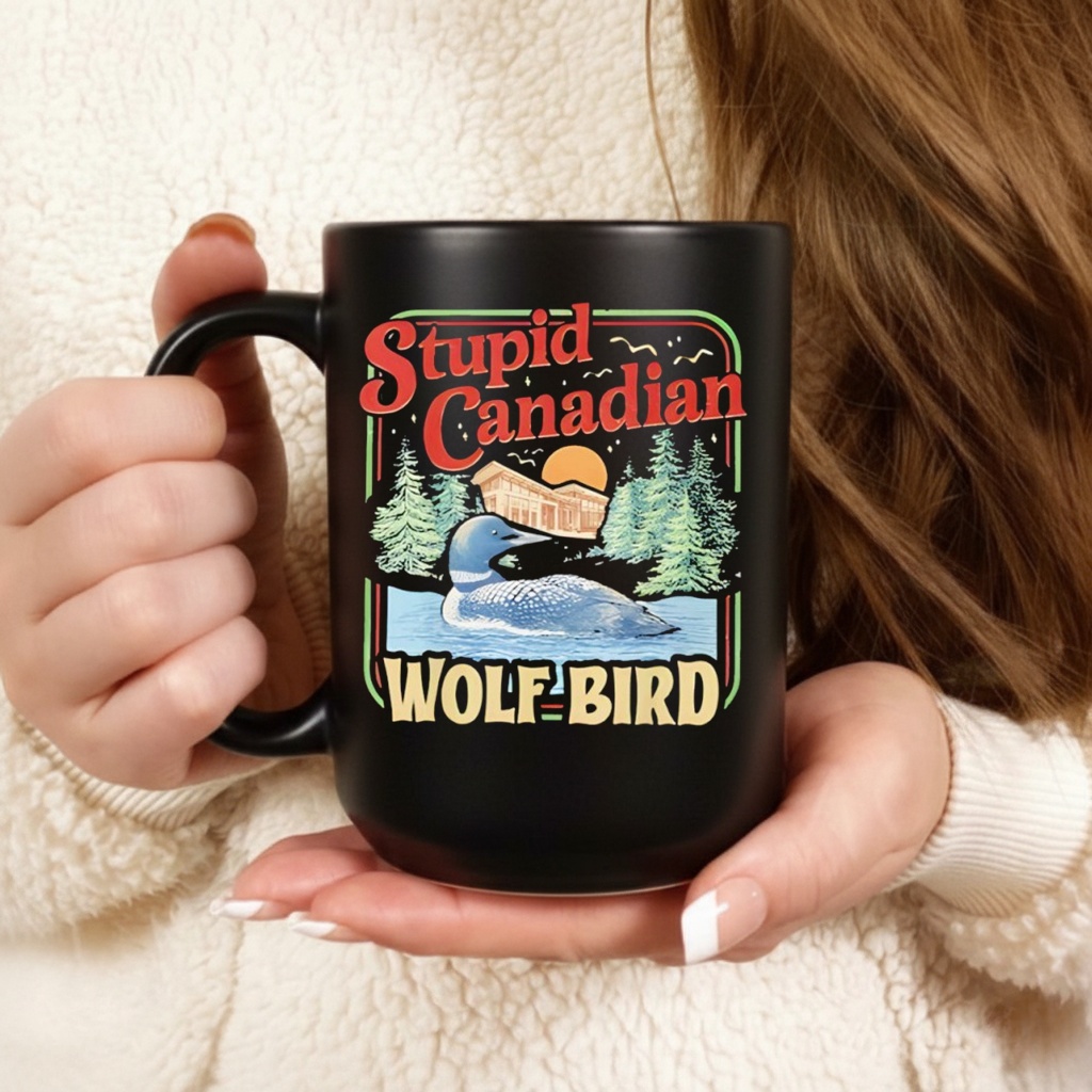 Stupid Canadian Wolf Bird Humor Quote shirt
