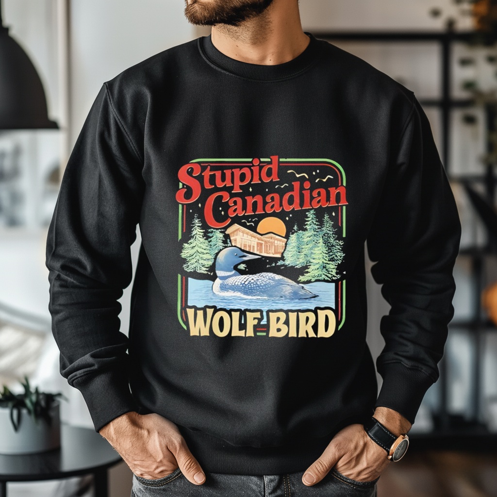 Stupid Canadian Wolf Bird Humor Quote shirt