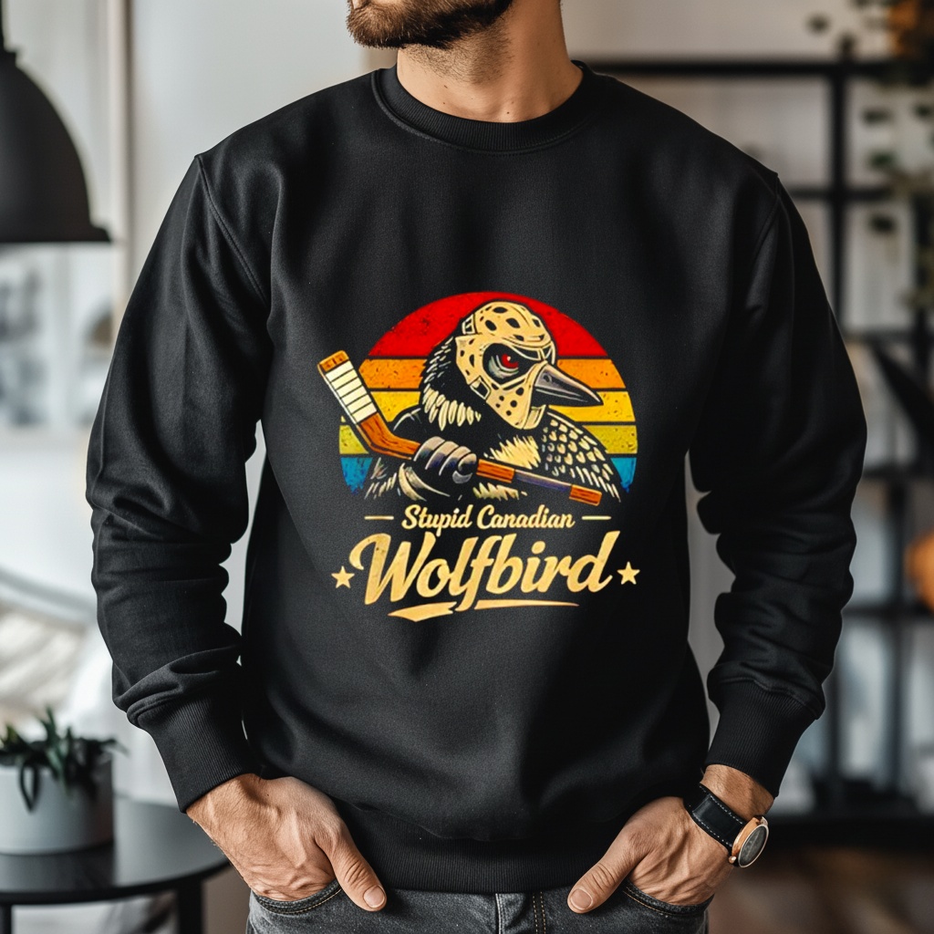 Stupid Canadian Wolf Bird Vintage Heated Hockey Loon Meme Shirt