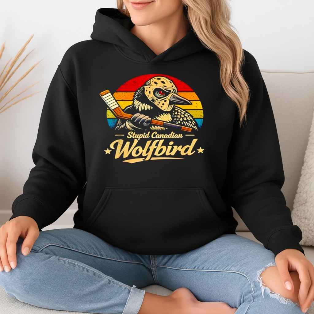 Stupid Canadian Wolf Bird Vintage Heated Hockey Loon Meme Shirt