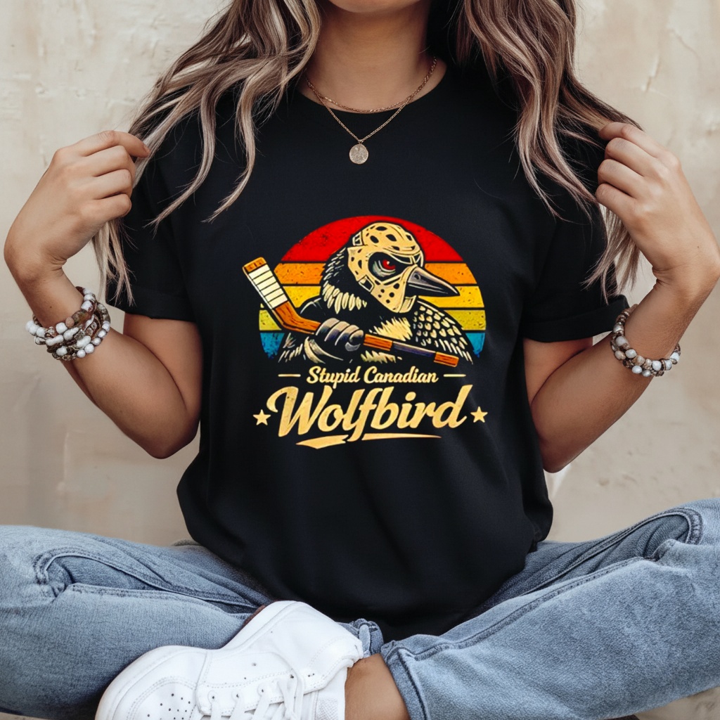 Stupid Canadian Wolf Bird Vintage Heated Hockey Loon Meme Shirt