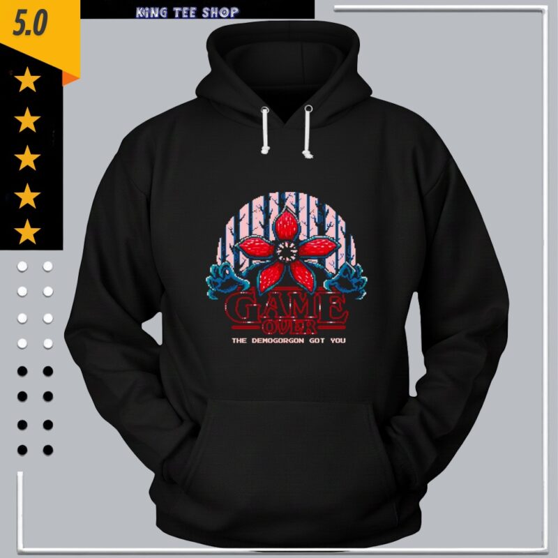 The Demogorgon got you Stranger Things Game Over pixel art_Hooded