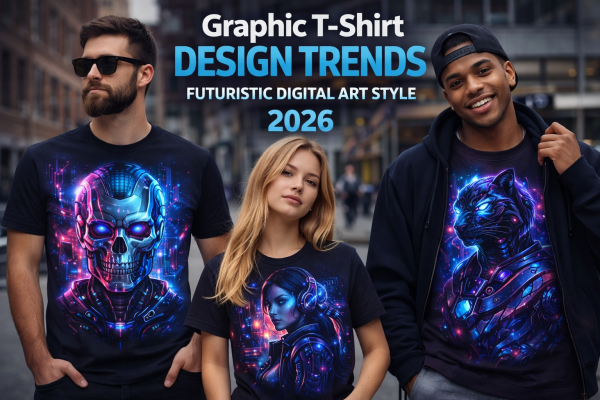 graphic t shirt design trends futuristic digital art style