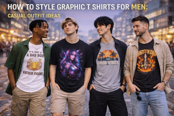 how to style graphic t shirts for men casual outfit idea